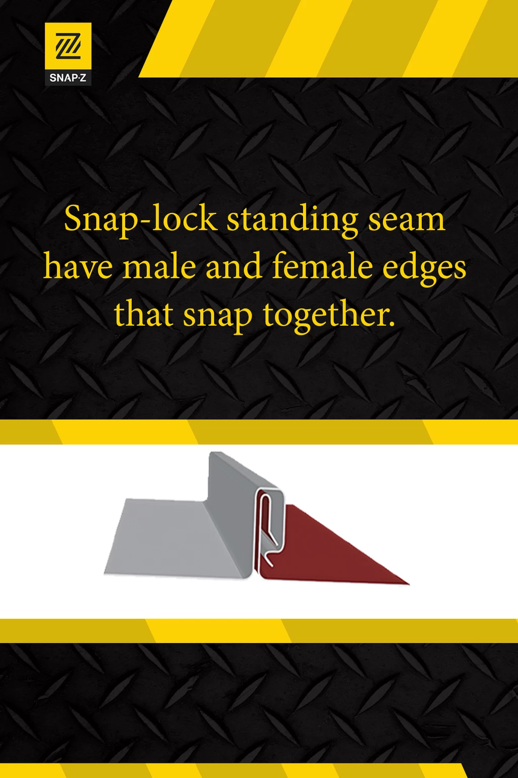 snao lock standing seam have male and female edges that snap together