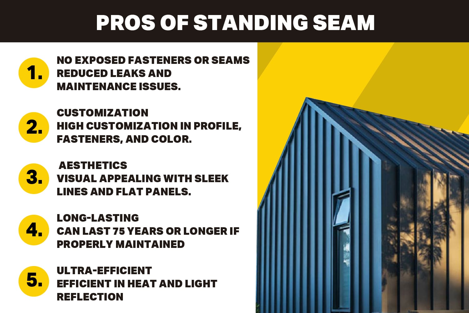pros of standing seam metal roofs